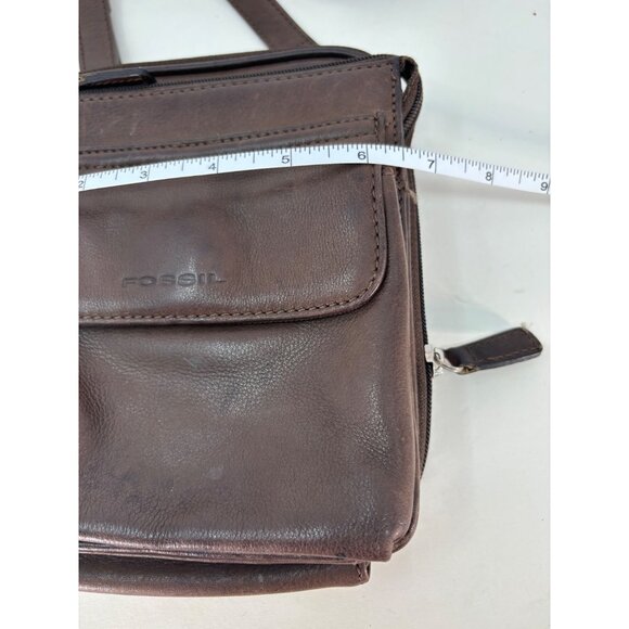 Vintage Fossil Pebbled Brown Leather Crossbody Bag - Picture 6 of 16